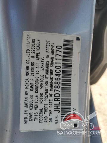 JHLRD78864C011770 2004 HONDA CRV photo no. 13