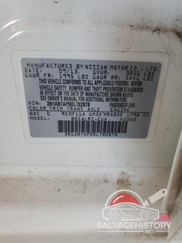 3N1AB7AP0DL782878 2013 NISSAN SENTRA photo no. 12