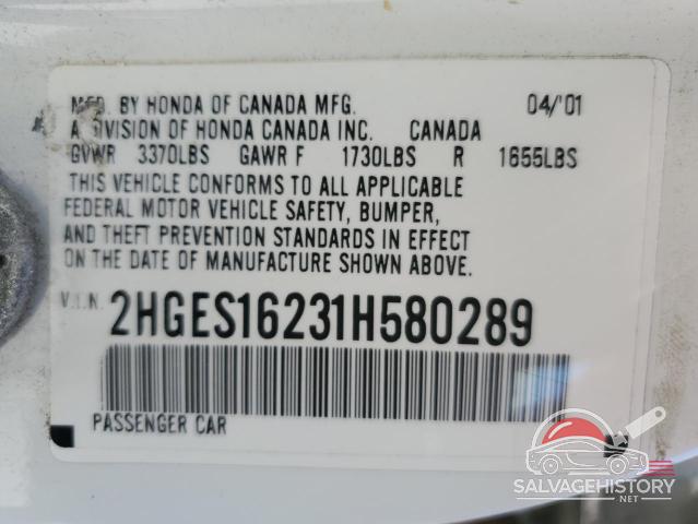 2HGES16231H580289 2001 HONDA CIVIC photo no. 12