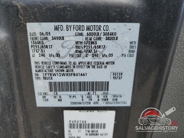 1FTRW12WX5FB41661 2005 FORD F-150 photo no. 12