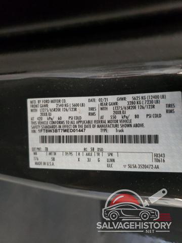 1FT8W3BT7MED01447 2021 FORD F350 photo no. 12