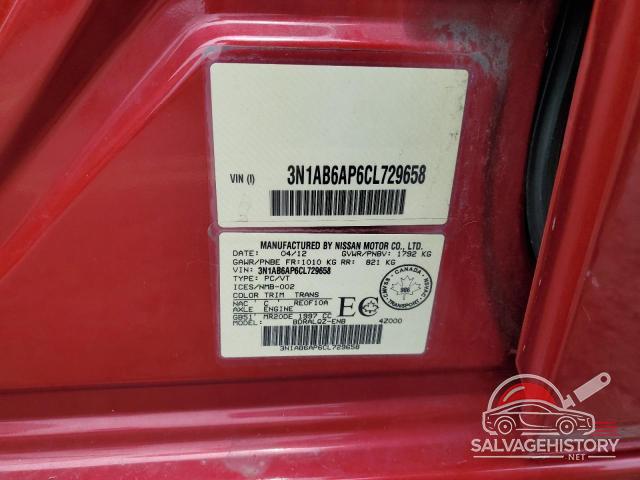 3N1AB6AP6CL729658 2012 NISSAN SENTRA photo no. 12
