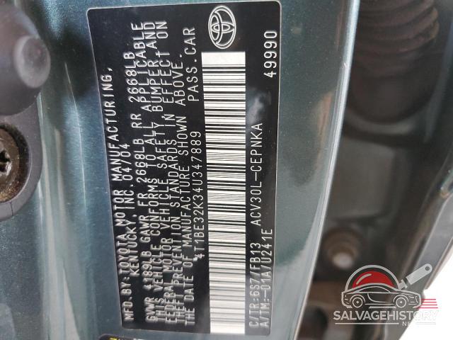 4T1BE32K34U347889 2004 TOYOTA CAMRY photo no. 12