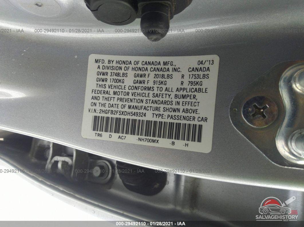 2HGFB2F5XDH549324 2013 HONDA CIVIC SDN photo no. 9