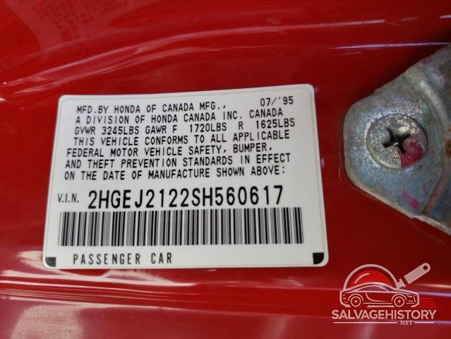 2HGEJ2122SH560617 1995 HONDA CIVIC photo no. 12