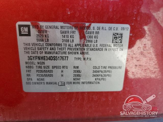 3GYFNHE34DS517677 2013 CADILLAC SRX photo no. 12