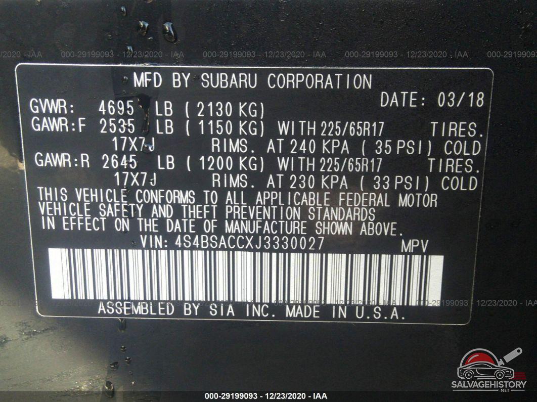 4S4BSACCXJ3330027 2018 SUBARU OUTBACK photo no. 9