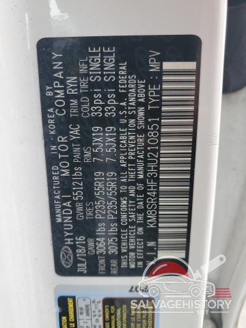 KM8SR4HF3HU210851 2017 HYUNDAI SANTA FE photo no. 13