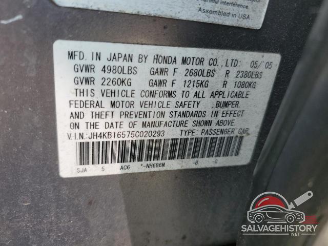 JH4KB16575C020293 2005 ACURA RL photo no. 12