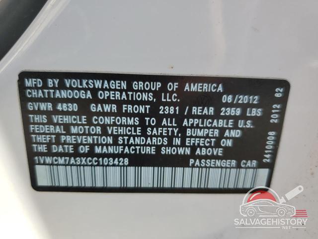 1VWCM7A3XCC103428 2012 VOLKSWAGEN PASSAT photo no. 12