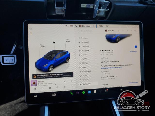 7SAYGAEE3PF646818 2023 TESLA MODEL Y photo no. 9
