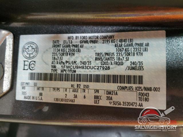 1FMCU9H93DUC27928 2013 FORD ESCAPE photo no. 13
