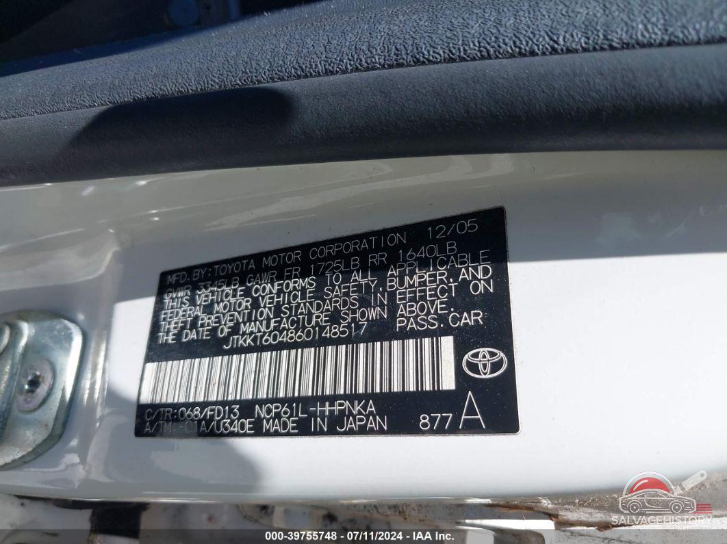 JTKKT604860148517 2006 SCION XA photo no. 9