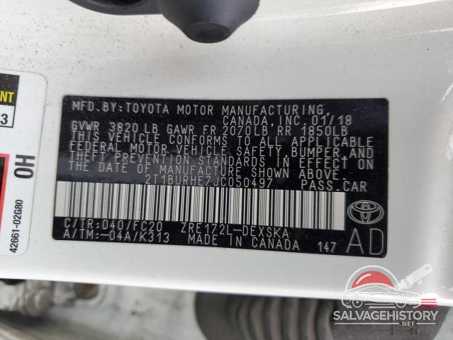 2T1BURHE7JC050497 2018 TOYOTA COROLLA photo no. 12