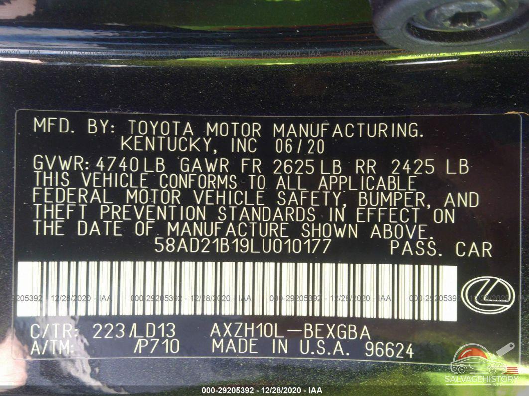 58AD21B19LU010177 2020 LEXUS ES photo no. 9