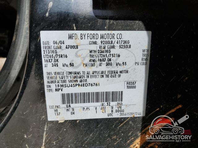 1FMSU45P94ED76761 2004 FORD EXCURSION photo no. 13