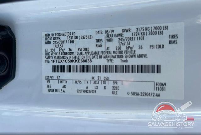 1FTEX1C59KKE68038 2019 FORD F-150 photo no. 10