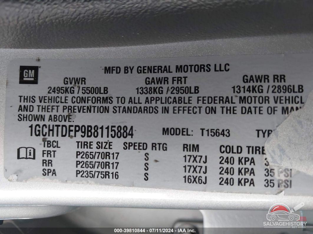 1GCHTDFP9B8115884 2011 CHEVROLET COLORADO photo no. 9
