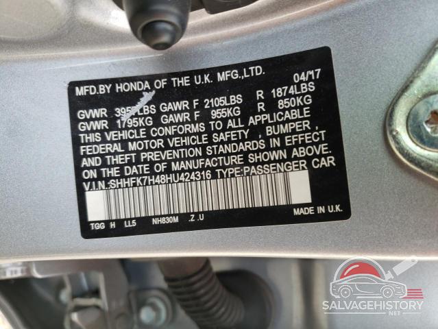 SHHFK7H48HU424316 2017 HONDA CIVIC photo no. 14