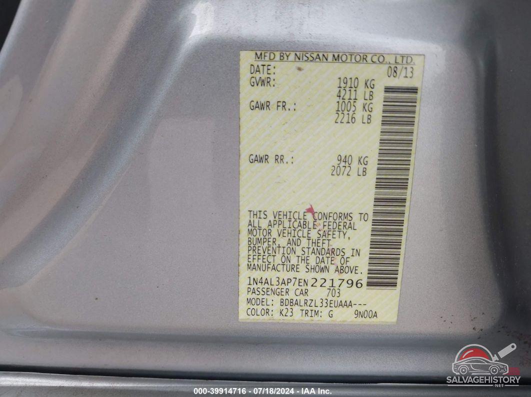 1N4AL3AP7EN221796 2014 NISSAN ALTIMA photo no. 9