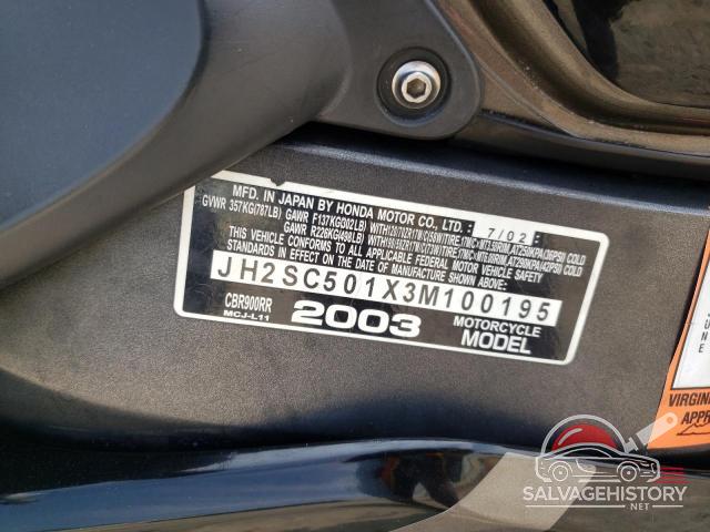 JH2SC501X3M100195 2003 HONDA CBR CYCLE photo no. 9