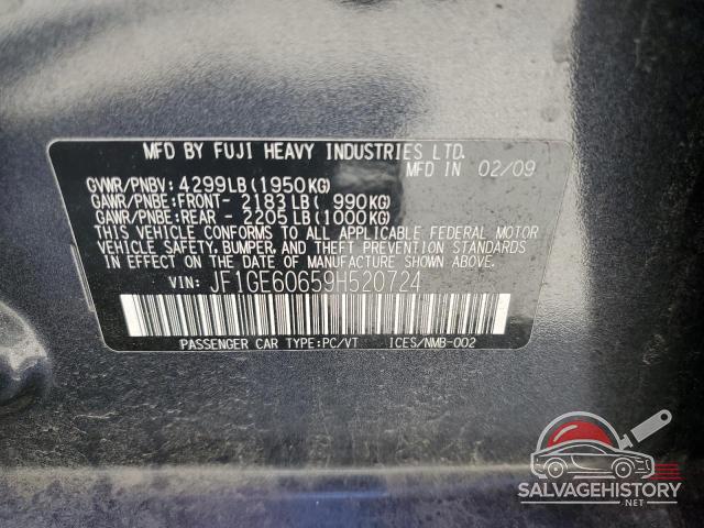 JF1GE60659H520724 2009 SUBARU IMPREZA photo no. 12