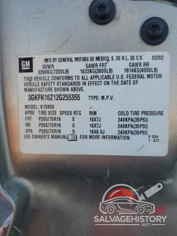 3GKFK16Z12G255355 2002 GMC YUKON photo no. 13