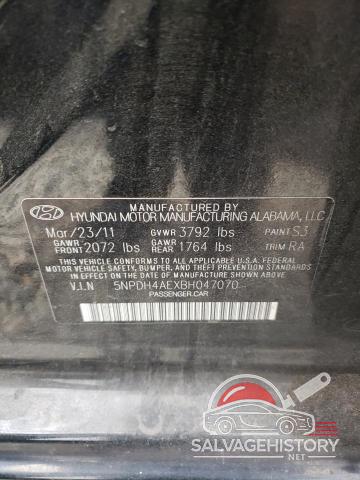 5NPDH4AEXBH047070 2011 HYUNDAI ELANTRA photo no. 12