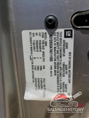 1GYDE63A740111655 2004 CADILLAC SRX photo no. 12