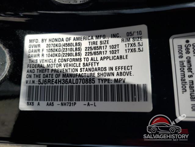 5J6RE4H36AL070885 2010 HONDA CRV photo no. 13