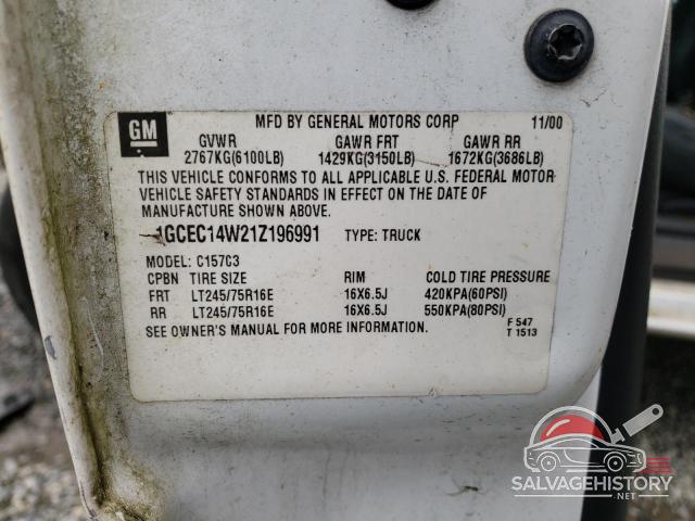 1GCEC14W21Z196991 2001 CHEVROLET ALL Models photo no. 12