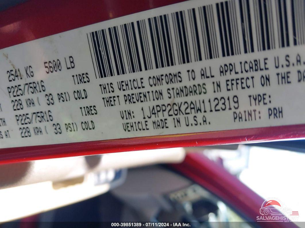 1J4PP2GK2AW112319 2010 JEEP LIBERTY photo no. 9