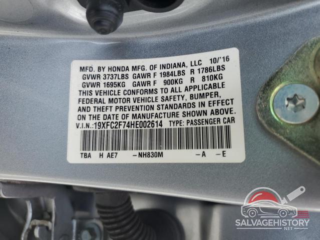 19XFC2F74HE002614 2017 HONDA CIVIC photo no. 12