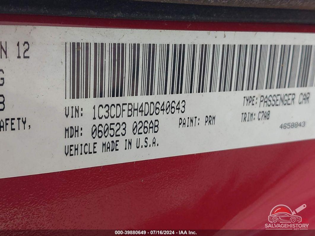 1C3CDFBH4DD640643 2013 DODGE DART photo no. 9