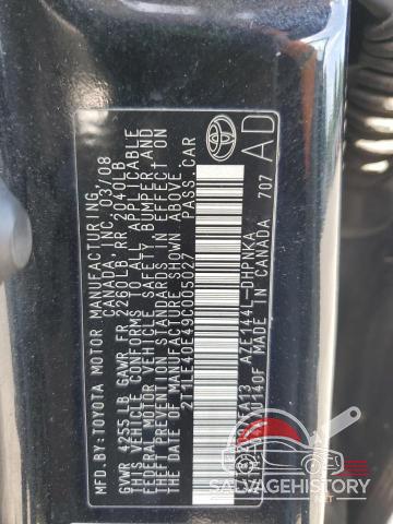 2T1LE40E49C005027 2009 TOYOTA COROLLA photo no. 12