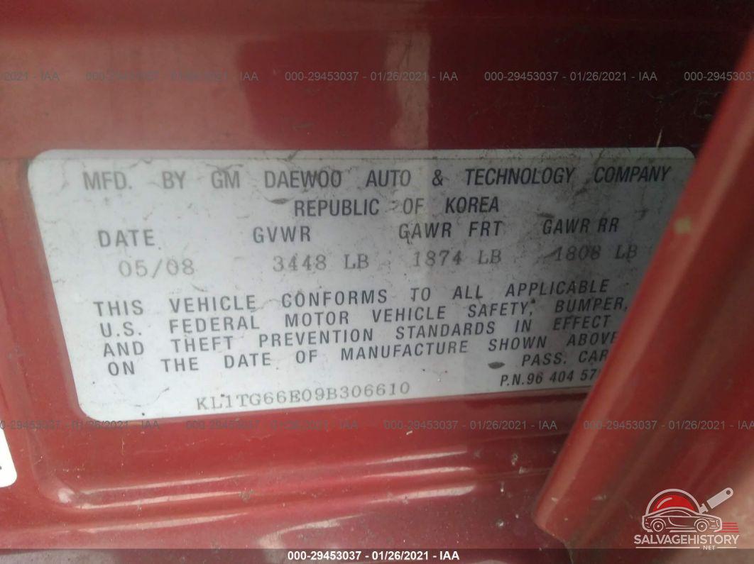 KL1TG66E09B306610 2009 CHEVROLET AVEO photo no. 9