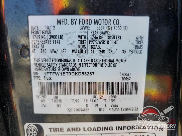 1FTFW1ET0DKD53267 2013 FORD F-150 photo no. 12