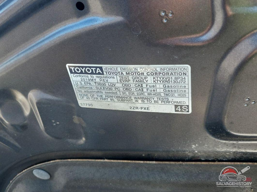 JTDKARFU5K3070342 2019 TOYOTA PRIUS photo no. 2