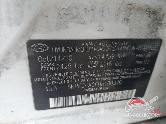 5NPEC4AC6BH180376 2011 HYUNDAI SONATA photo no. 12