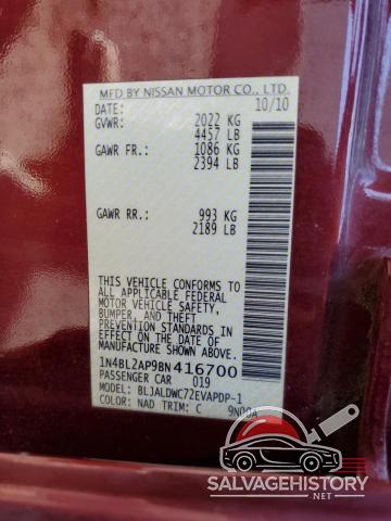 1N4BL2AP9BN416700 2011 NISSAN ALTIMA photo no. 12