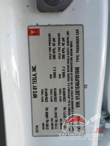 5YJ3E1EA0JF051040 2018 TESLA MODEL 3 photo no. 13