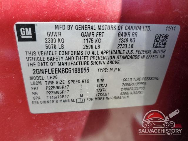 2GNFLEEK8C6188066 2012 CHEVROLET EQUINOX photo no. 12