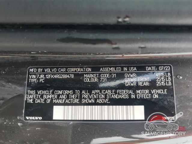 7JRL12FK4RG288478 2024 VOLVO S60 CORE photo no. 12