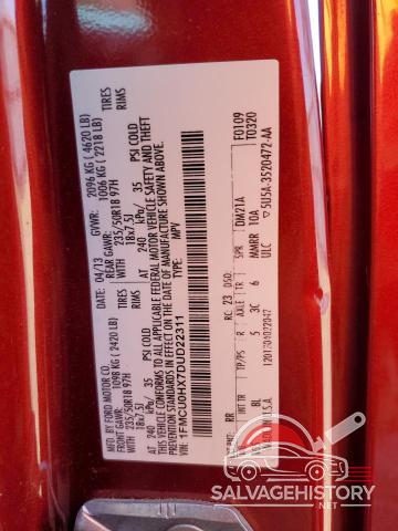 1FMCU0HX7DUD22311 2013 FORD ESCAPE photo no. 14
