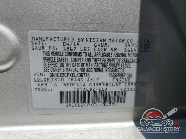 3N1CE2CPXEL436774 2014 NISSAN VERSA photo no. 12