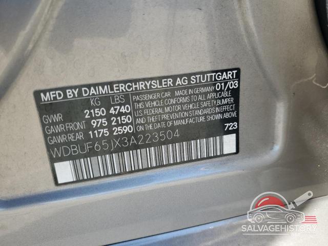 WDBUF65JX3A223504 2003 MERCEDES-BENZ E-CLASS photo no. 12