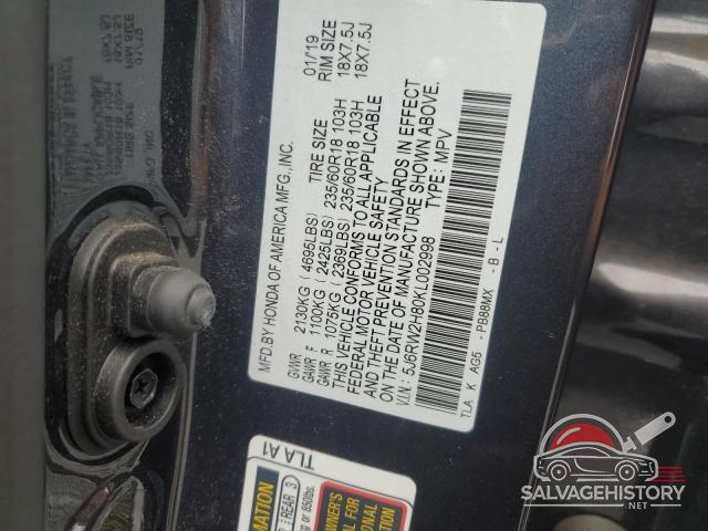 5J6RW2H80KL002998 2019 HONDA CRV photo no. 12