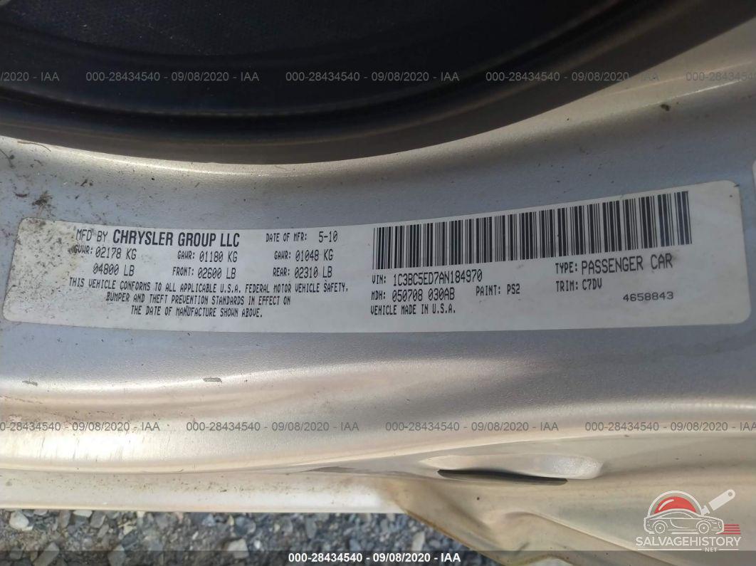 1C3BC5ED7AN184970 2010 CHRYSLER SEBRING photo no. 9