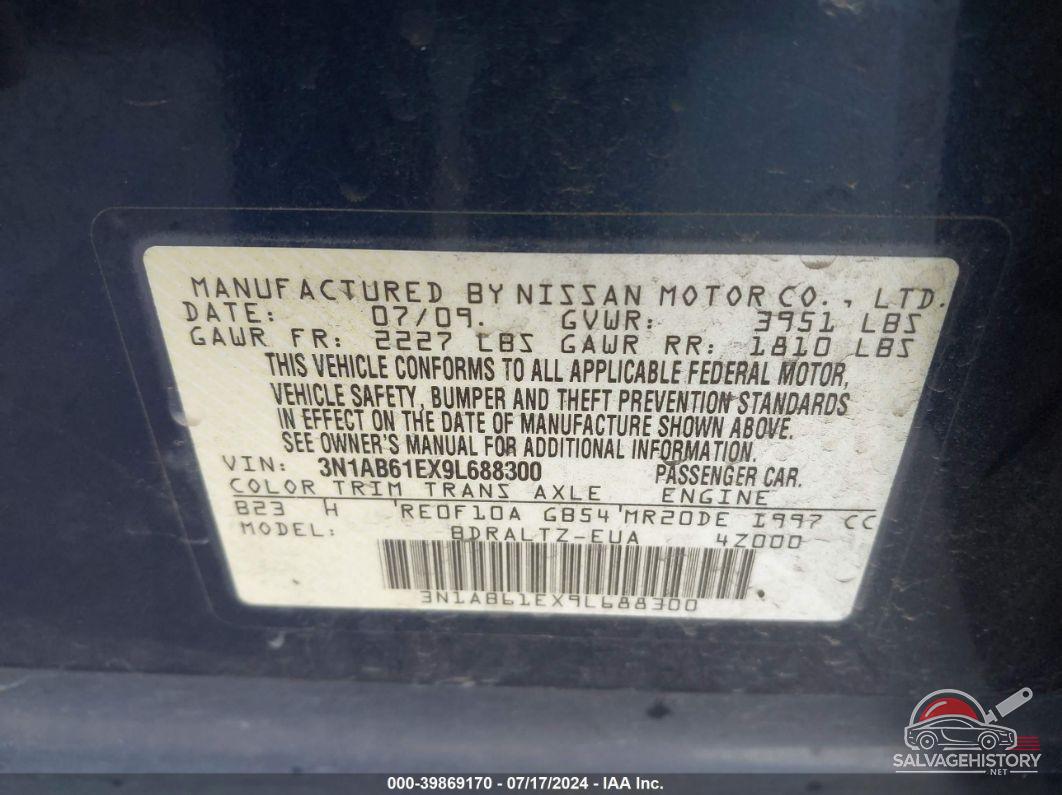 3N1AB61EX9L688300 2009 NISSAN SENTRA photo no. 9