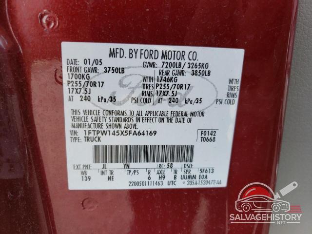 1FTPW145X5FA64169 2005 FORD F-150 photo no. 12